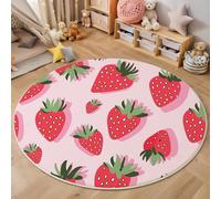 Tappeto Tema della frutta Salotto, Stampa di fragole Mandala Tappetini Antiscivolo Tappeto per Bambini Cameretta Cucina Casa Zona Balcone Tappet Tavolino (60cm)