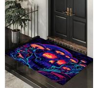 Tappeto Teschio Dell'Orrore Ingresso Interno, Zerbino Tappeti Funghi Di Halloween 50 x 80 cm Antiscivolo Lavabile in Lavatrice Viola Tapette Cucina Camera da Letto Entrata Scendiletto