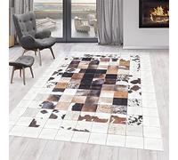 Tappeto tessitura piatta design patchwork facile da pulire lavabile resistente bianco 140x200 cm soggiorno camera da letto riscaldamento a pavimento testato privo di sostanze nocive corridoio OEKO-TEX