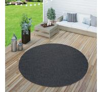 Paco Home Tappeto Tessitura Piatta Esterno E Interno Tappeti Terrazze Look Naturale Navy, Dimensione:Ø 160 cm tondo