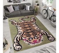 Tappeto tigre tibetano trapuntato a forma di animale beige marrone tappeto ne...