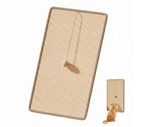 Tappeto Tiragraffi per Gatti in Sisal Naturale 20x40cm, Protezione Divano e Mobili con Chiusura a Strappo e Pallina Appesa, Tappetino Antigraffio Resistente per Gatti e Piccoli Animali, Beige