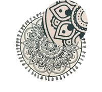 Tappeto tondo in cotone beige/verde ø 120 cm Irice