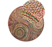 Tappeto tondo in cotone e iuta ø 140 cm multicolore Yenice