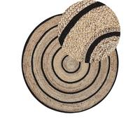 Tappeto tondo in cotone e iuta 140 cm beige/nero Bukse