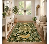 Tappeto tradizionale con tigre e mandala floreale, 90 x 150 cm | Motivo mandala, accenti botanici, tema fauna esotica, stile ornamentale tradizionale, decorazione per la casa regale