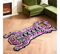 Tappeto trapuntato, motivo tigre tibetana, per soggiorno, morbido, divertente, estetico, lavabile, con retro in TPR antiscivolo, decorazione per la casa, 1,5 x 0,9 m (viola)