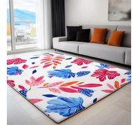 Tappeto Tropico Piante Fiori Tappeti Antiscivolo 100 x 160 cm, Design Minimalista Tappeti Morbidi a Forma Rettangolare per Soggiorno - Decorazione per la Casa Tappeto Lavabile in Lavatrice