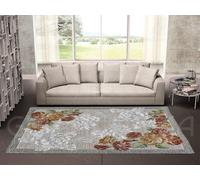 Tappeto Velour by Suardi Antiscivolo Dis. BLOOM col. GRIGIO Made in Italy