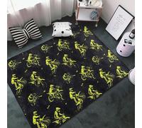 Tappeto verde con stampa motociclista, per soggiorno e camera da letto, lavabile, morbido, 7,6 x 12,7 cm, antiscivolo, per camera da letto, decorativo, estetico, 152,4 x 99,1 cm