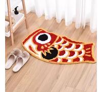 Tappeto “Vibrant Fish”, tappetino antiscivolo lavabile, con il simbolo della carpa portafortuna e un design unico dalle forme irregolari, ideale per il soggiorno(Pattern A,80 x 120 cm)