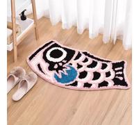 Tappeto “Vibrant Fish”, tappetino antiscivolo lavabile, con il simbolo della carpa portafortuna e un design unico dalle forme irregolari, ideale per il soggiorno(Pattern B,80 x 120 cm)
