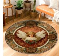 Tappeto vintage classico con ghirlanda floreale natalizia rossa a pelo basso tappeto accenti per la casa tappeto resistente allo sbiadimento lavanderia stanza bagno ingresso decorazione 7,6 x 7,6 cm