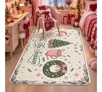 Tappeto vintage con citazione natalizia con Babbo Natale, 90 x 15 cm | Testo di script stagionale, grafica di ispirazione vintage, accenti accoglienti per le vacanze, texture della superficie