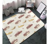 Tappeto vintage con stampa di aeroplano, per soggiorno e camera da letto, lavabile, morbido, 7,6 x 12,7 cm, antiscivolo, per camera da letto, decorazione estetica 152,4 x 99,1 cm
