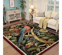 Tappeto vintage del XIX secolo, ramo di uccello e albero esotico, tappeto antiscivolo per l'arredamento della casa massimalista per camera da letto, ingresso, soggiorno 100x120cm