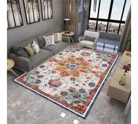 Tappeto vintage floreale grande, 200 x 300 cm, per sedie da cucina e sala da pranzo, lavabile, sicuro per i bambini, design arancione e blu, perfetto come decorazione per la casa e il comfort