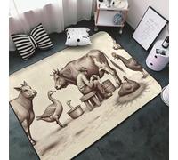 Tappeto vintage marrone con stampa con scena della fattoria, per soggiorno e camera da letto, lavabile, morbido, 7,6 x 12,7 cm, antiscivolo, per camera da letto, decorazione estetica, 152,4 x 99,1 cm