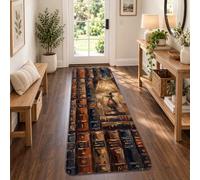 Tappeto vintage per libreria, libreria, tema: libri, runner 2 x 5 | Tappeto vintage a tema biblioteca, tappeto runner per corridoio, atmosfera accademica, regalo di biblioteca