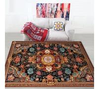 Tappeto vintage per soggiorno, lavabile, antiscivolo, a pelo lungo, morbido, per soggiorno, sala da pranzo, disegni floreali orientali, tra cui rosa e marrone-giallastro, 160 x 280 cm