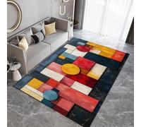Tappeto Zerbini Lavabile Arte Astratta 50x80 cm Tappeti per ingresso interno Antiscivolo, Forme Geometriche Retrò Camera da Letto Pelo Corto,Tappeti Grande Sala da Pranzo,Ufficio,Corridoio Q-450