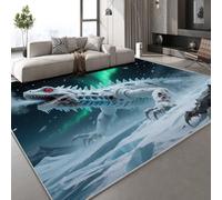 Tappeto Zerbini Lavabile Scheletro Di Dinosauro 50x80 cm Tappeti per ingresso interno Antiscivolo, Aurora Ghiacciaio Camera da Letto Pelo Corto,Tappeti Grande Sala da Pranzo,Ufficio,Corridoio