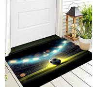 Tappeto Zerbino Giallo-Verde Calcio Illuminato 3D Morbido Antiscivolo Arte Del Movimento Per Sala Da Pranzo Veranda Ingresso Casa Ingresso Esterno Cortile Pavimento Patio,50X80Cm