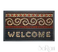 Tappeto Zerbino Gomma Ingresso Resistente Welcome Mosaico Nero Pelo Corto SARANI