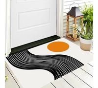 Tappeto Zerbino Nero Giallo Linee Del Sole 3D Morbido Antiscivolo Arte A Strisce Per Sala Da Pranzo Veranda Ingresso Casa Ingresso Esterno Cortile Pavimento Patio,50X80Cm