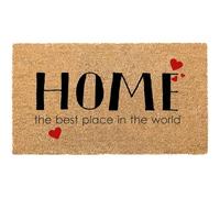 Tappeto zerbino personalizzato - home the best place in the world cuori - cocco naturale ideale per ingressi (Cocco naturale, 40x60 cm)