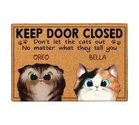 Tappeto zerbino personalizzato - Keep The Door Closed Don't Let The Cats Out - cocco naturale ideale per ingressi (Cocco Naturale, 60x40 cm)