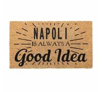 Tappeto zerbino personalizzato - napoli is always a good idea - cocco naturale ideale per ingressi (Cocco naturale, 40x60 cm)