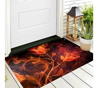 Tappeto Zerbino Rosso Arancione Rosa Fiamma 3D Morbido Antiscivolo Piante Fantastiche Per Sala Da Pranzo Veranda Ingresso Casa Ingresso Esterno Cortile Pavimento Patio,60X90Cm