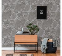 Tappezzeria Con Dschungelmuster Leggera Strutturato, Opaco - Grigio, Antracite
