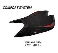 Tappezzeria Italia Rivestimento sella compatibile Aprilia Tuono V4 Factory (21-22) modello Nashua comfort system 3RD (rosso) CON LOGO