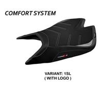 Tappezzeria Italia Rivestimento sella compatibile Aprilia Tuono V4 Factory (21-22) modello Nashua comfort system 1SL (argento) CON LOGO