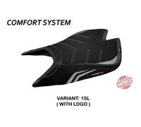 Tappezzeria Italia Rivestimento sella compatibile Aprilia Tuono V4 Factory (21-22) modello Nashua special color comfort system 1SL (argento) CON LOGO