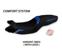 Tappezzeria Italia Rivestimento sella compatibile BMW F 900 R (19-23) modello Almaty special color comfort system CON LOGO 5BEG (blu-grigio)
