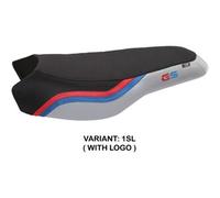 Tappezzeria Italia Rivestimento sella compatibile - BMW R 1200/1250 GS Rallye 2017 - 2024 - mod Bonn 2 1SL (argento) CON LOGO