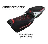 Tappezzeria Italia Rivestimento sella compatibile Ducati Multistrada V4 (2022) modello Safi comfort system CON LOGO 1WHR (bianco-rosso)