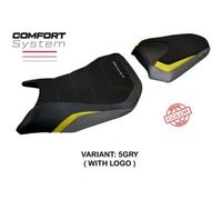 Tappezzeria Italia Rivestimento sella compatibile Honda CB 750 Hornet (2023) modello Toyama Special Color Comfort System CON LOGO 5GRY (grigio-giallo)