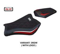 Tappezzeria Italia Rivestimento sella compatibile Honda CBR 1000 RR (08-16) modello Janela velvet CON LOGO 3RDW (rosso-bianco)