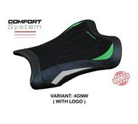 Tappezzeria Italia Rivestimento sella compatibile Kawasaki Ninja ZX 10 RR (21-23) modello Garen Comfort System CON LOGO 4GNW (verde-bianco)