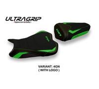 Tappezzeria Italia Rivestimento sella compatibile Kawasaki Ninja ZX 6 R (09-12) modello Cracovia 2 ultragrip CON LOGO 4GN (verde)