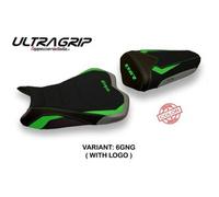 Tappezzeria Italia Rivestimento sella compatibile Kawasaki Ninja ZX 6 R (09-12) modello Cracovia special color ultragrip CON LOGO 6GNG (verde-grigio)