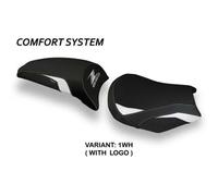 Tappezzeria Italia Rivestimento sella compatibile Kawasaki Z 650 (17-23) modello Vergato 1 comfort system 1WH (bianco) CON LOGO
