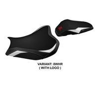 Tappezzeria Italia Rivestimento sella compatibile Kawasaki Z 900 (17-23) modello Shara CON LOGO 8WHR (bianco-rosso)