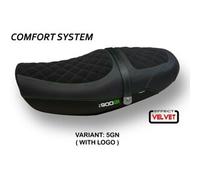 Tappezzeria Italia Rivestimento sella compatibile Kawasaki Z 900 RS (18-23) modello Natal Total Black velvet comfort system CON LOGO 5GN (verde)