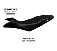 Tappezzeria Italia Rivestimento sella compatibile - KTM 890 SMT 2023-2025 - mod Karma Comfort System CON LOGO BL (nero)