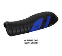 Rivestimento sella Davis Blu BE + logo T.I. per Moto Guzzi V7 2012 > 2020